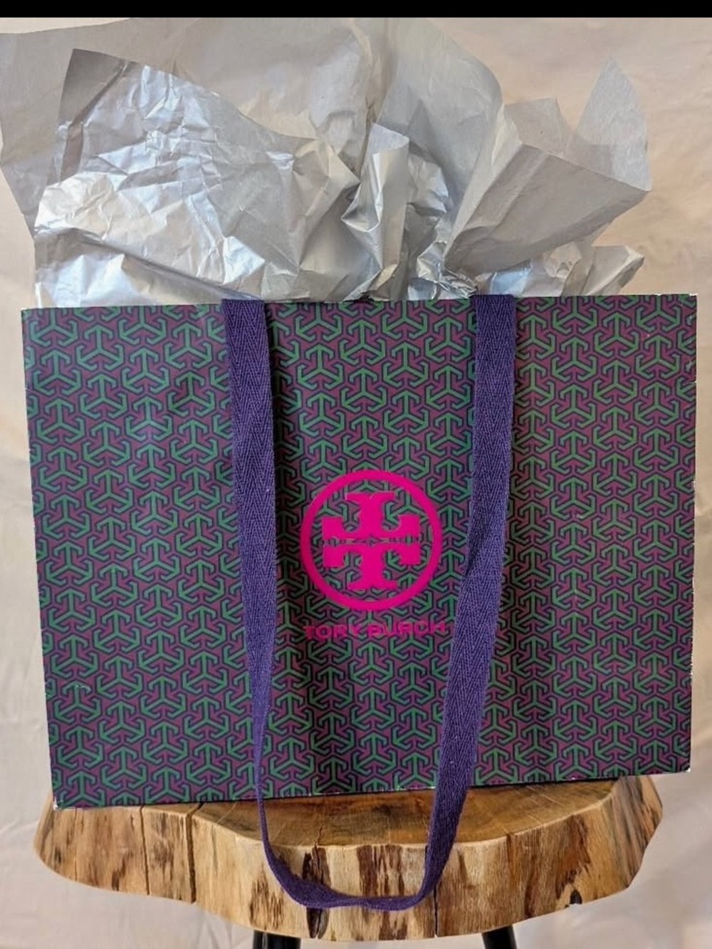 Large Tory Burch Shopping Bag Cotton/Canvas Handles & Original Gift Tissue Paper